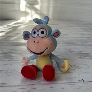 Ty Boots Blue Monkey Plush with Red Feet and Yellow Belly beanie baby